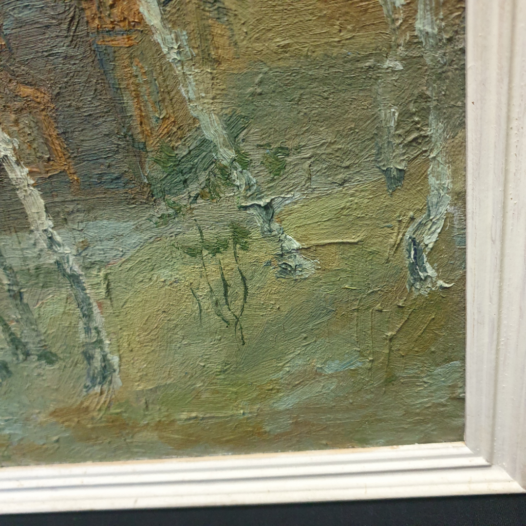 Картина маслом на холсте "Домик у реки", размер 45х55 см. Картинка 5